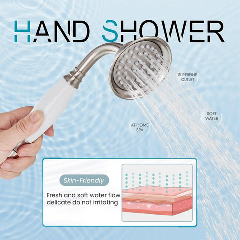 Handheld shower from Deck Mount Clawfoot Tub Faucet With Telephone Shaped Handheld Shower 6 Inch Center Vintage Style