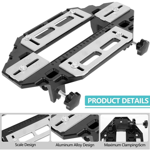 Pro Grade Door Hinge Adjustment Tool Kit With Template Jig And Concealed Hinge Locator, aluminum alloy, scale design.