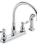 Windemere Chrome Kitchen Faucet With Side Sprayer For Four Hole 8 Inch Center Install Two Handle Classic Vibe Upgrade Durable Chrome Finish Drip Free Kitchen Sink, side view