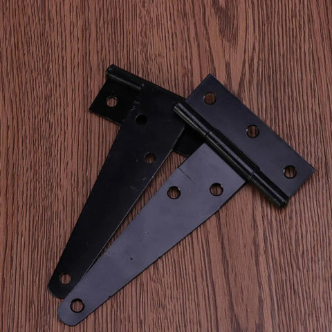 10 Pack Heavy Duty 4 Inch T Hinges For Doors And Gates Thickened Iron Gate Hinge Set Black on wood surface