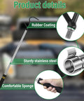 Heavy Duty Truck Bed Reach Tool Adjustable 32 To 85 Inch Stainless Steel Cargo Grabber With Dual Replacement Hooks And Cushioned Rubber Sponge Handle For Easy Grabs And Safe Lifting. rubber coating, stainless steel, sponge handle
