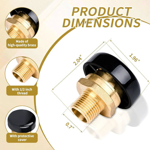 NBPLUS vacuum relief valve, 1/2 inch brass threaded inlet with black low-profile cap