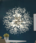 Sputnik Crystal Chandelier With Firework Chrome Finish, Dandelion Style Pendant Light Fixture, 9 Lights over dining table