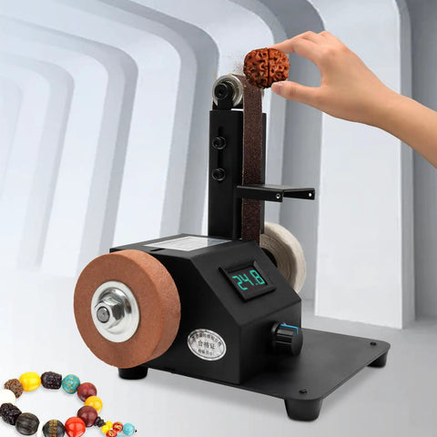 Heavy Hitter Mini Belt Sander With 350W All Copper Motor And 10 Included Abrasive Belts Speed Adjustable Bench Polisher for polishing beads.