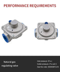 Natural gas pressure regulator, Amazon, silver metal, 1 in inlet/outlet; two units shown