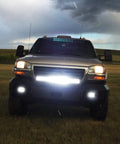 Truck with 20Inch 420W LED Light Bar Triple Row Flood Spot Combo for Off Road Trucks SUVs ATVs UTVs Vans Campers Boats Roof Bumper