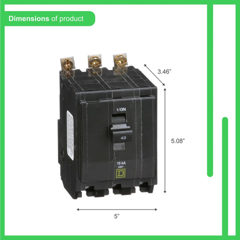QOM100VHCP QOM1 100 Amp Main Breaker For QO And Homeline Load Centers Bolt On Field Install 22kA interrupt capacity dimensions