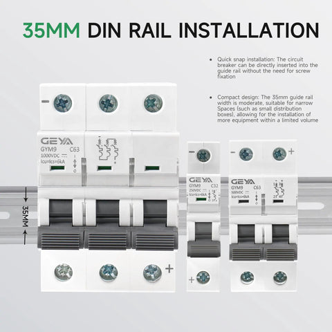DC Miniature Circuit Breaker 2 Pole 500V 40 Amp Disconnect Switch Isolator for DIN rail installation
