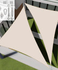 Durable Waterproof Outdoor Triangle Sun Shade Sail 11x18x21.1 Ft With UV Block And Hardware Kit for patio garden deck beige fabric