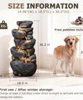 5 Tier Rock Solar Water Fountain Outdoor Garden With LED Lights 36 Inch Tall next to dog for size comparison