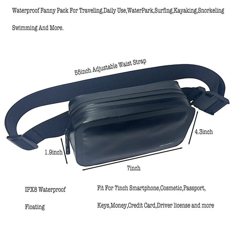Floating Waterproof Fanny Pack Waist Pouch For Phone Wallet Keys Passport Cards Up To 1.5m Submersion Go To Travel Essential