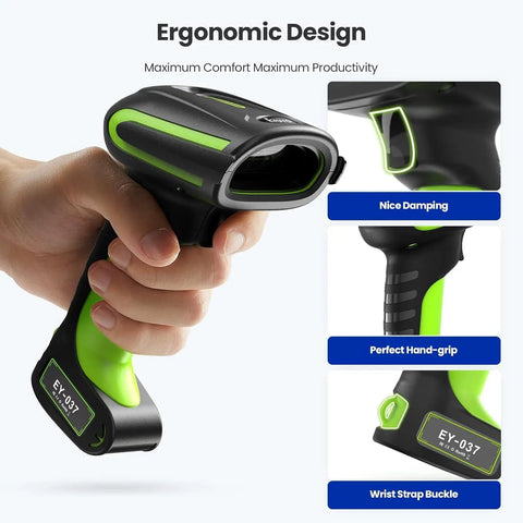 Rugged 2D QR Industrial Barcode Scanner With Wireless Charging Stand Tough As Nails IP65 Waterproof 3 In 1 Bluetooth USB Reader