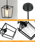 Top Shelf 2 Pack Modern Farmhouse Pendant Lights For Kitchen Island Featuring Matte Black Iron Cage And Clear Glass Shade. Dimmable with sturdy metal structure.