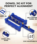 Dead Nuts Precise Aluminum Dowel Jig Kit With Self Centering Drill Guides for Flawless Furniture Assembly and Cabinet Joinery Adjustable Size.