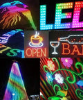 LED signs created with WS2811 LED String Pixels Digital Addressable Waterproof RGB Full Color 12mm DC 12V 500pcs Lights Kit.
