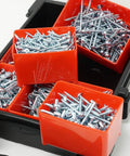 Pocket Hole Screw Kit 1000 Piece Self Tapping Zinc Plated Set With No 2 Square Drive Bit in red containers