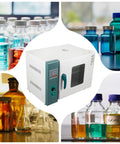 Heavy Duty Digital Convection Drying Oven 110V 1000W With Precision Temp Control near laboratory glassware and bottles.