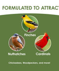 Top Shelf No Mess Wild Bird Seed Mix For Backyard Songbirds featuring Finches, Nuthatches, and Cardinals.