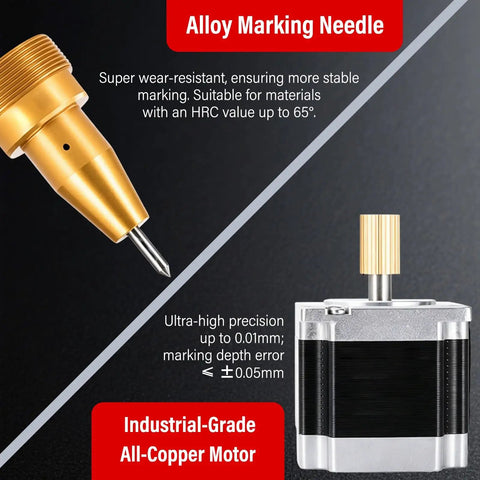 Alloy marking needle and motor of Built Tough Metal Marking Machine With Pneumatic Dot Peen System For Deep Engraving Serial Numbers