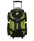 Neon Lime 22 Inch Lightweight Carry On Rolling Duffel Bag With In Line Skate Wheels For On The Go Travel, front view with handle extended.