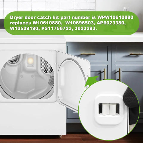 Premium Dryer Door Catch Replacement Kit For Whirlpool Maytag Amana Kenmore DIY Friendly Easy Install And Durable WPW10610880