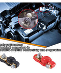 Heavy Duty Battery Terminal Connectors Featuring Slick Plastic Caps For Street Ready Corrosion Defense And Killer Conductivity On Cars Trucks Rvs And Boats in engine bay.