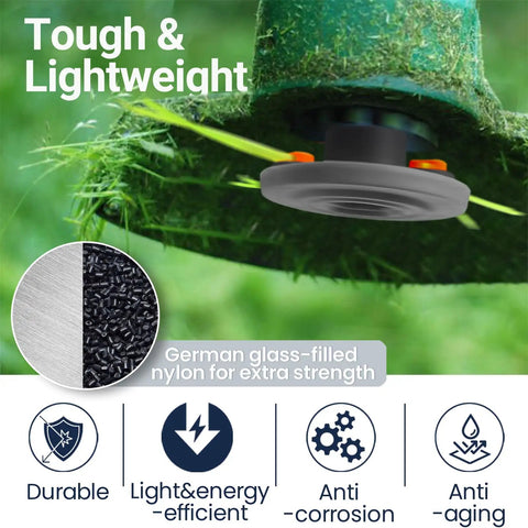 Universal Weed Eater Head Replacement With Easy Load Trimmer Line For Echo Ego DeWalt Stihl And Husqvarna installed on trimmer