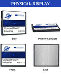 Rock Solid Compact Flash Memory Cards 2GB 2 Pack Clutch Storage Setup For Old School Cameras And Industrial Equipment FAT16 Format viewed from side, front, back, and pinhole contacts.