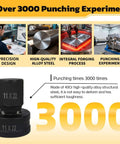 Image showing experiments on Heavy Duty Oval Punch Die For CH70 Electric Hydraulic Press, highlighting 3000 punches test, materials, and process.