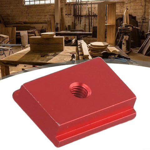Premium Aluminum Alloy T Slot Nut For Woodworking Holds Tight On Table Saws Miter Saws Drill Press Tables Milling Machines With Secure Fit in red color.