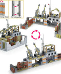 Epic Military Base Building Set With 710 Pieces For Kids 9-12 showing transformable structure and guns.