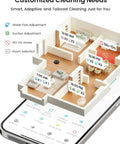3D floor plan on app showing LiDAR Robot Vacuum And Mop Combo With Auto Self-Empty Dock, 6000Pa Suction, mapping and no-go zones.