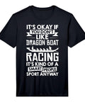 Men's Dragon Boat Racing Tee For Boat Riders And Racers with playful text and graphic design in black, short sleeves