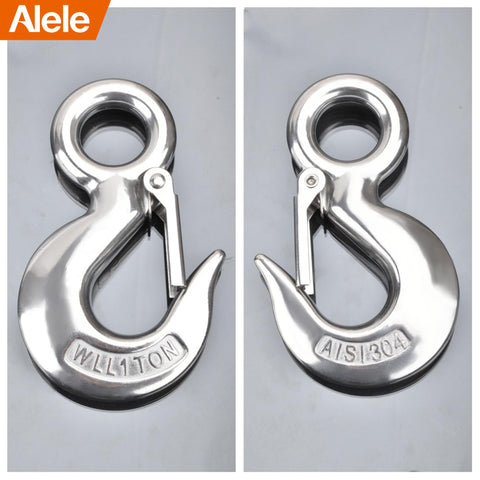 Built Tough Heavy Duty Grab Hooks 1 Ton Lift Hook With Spring Loaded Latch For Rigging And Load Securement Slip Hook Accessory Up To 2204 Pounds 304 Stainless Steel Lifting And Unloading Goods.