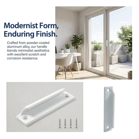 2 Pack Aluminum Drawer Handles 3 Point 5 Inch Low Profile Finger Pulls For Kitchen Cabinets And Dressers White Finish With Screws Durable Rust Proof Hardware No Fuss Easy Install