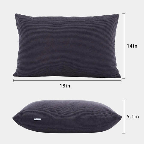 Two Pack Camping Pillows With Plush Fill And Washable Covers, shown in grey, 14 by 18 inch with side and front views