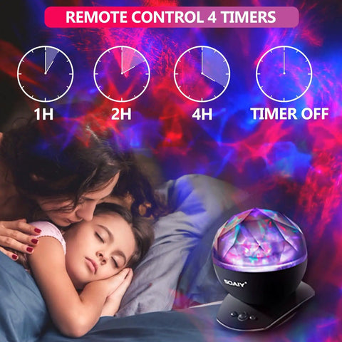 Aurora Borealis Light Projector with Remote, 8 Lighting Modes, Built In Speaker And Timer, LED Moving Lit Psychedelic Night Light
