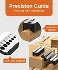 Straight Shooter Drill Bit Guide Plastic Locator Jig For Spot On Hole Placement Metric Precision Woodworking Tool Portable Grey Finish showing V-Groove design and multi-size support.