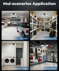 Ultra Bright LED Garage Light With 168 Chips, Three Plus One Deformable Panels, 80W 8000LM 6500K Daylight installed in garage, storage, laundry, utility rooms