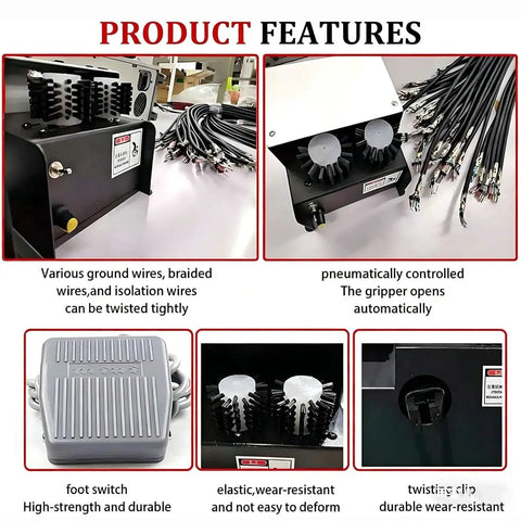 High Speed Automatic Wire Stripping Machine With Pneumatic Cutter And Twisting Function featuring pneumatic gripper and durable foot switch.