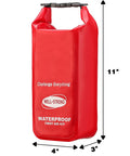 WELL-STRONG waterproof roll-top boat first aid kit, red; 11in tall, 4in wide, 3in deep