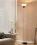 Free Standing Floor Lamp With Adjustable Head And Frosted White Acrylic Cone Shade For Living Room Office And Bedroom