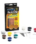 Restor-It Quick 20 Fix A Chip Repair Kit with seven intermixable colors, color mixing guide, mixing cups, applicator displayed