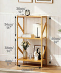 Rustic Bamboo 3 Tier Bookshelf Narrow Storage Rack For Living Room Office Kitchen Garage And Bedroom Super Handy Space Saving Multifunctional Shelf Organizer For Books Plants Decor 42 X 30 X 80 Cm