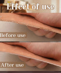 Premium Ebony Wood Leather Edge Burnisher And Manual Polishing Tool For Slick Finishes With Comfortable Grip No Sweat results before and after use on leather.