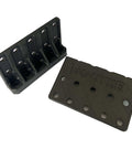 Black metal brackets for Beefy Torque RC Servo 350 Kg Cm Digital Full Metal Gear, showing multiple holes for screws.