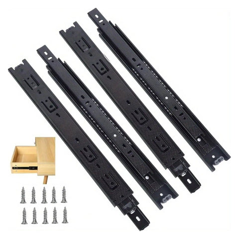 Heavy Duty 3-Section Full Extension Ball Bearing Drawer Slides With Silent Damping And Soft Close, 55 Cm 22 Inch Pair For Tool Boxes, Kitchen Cabinets, Office Desks, And Home Cabinets, black