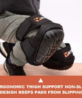 Heavy Duty Work Knee Pads With Soft Gel Core And Durable EVA Foam Padding, Non Slip Ergonomic Design With PVC Caps in use on knee