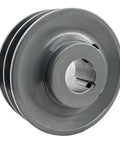 Heavy Duty Built Tough Two Groove Pulley For V Belt Drive Cast Iron Motor Pulley With One And A Quarter Inch Bore And Four Point Seven Five Inch Outer Diameter Fits V Belt Types A AX B BX 4L 5L Belts Model 2BK50 One Quarter By One Eighth Keyseat