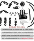 Universal EFI Fuel Pressure Regulator Kit With Gauge 0 To 100 Psi 6AN Fuel Line Fittings Adjustable Aluminum Black components